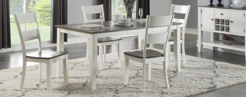 Grey & White Dinette 4 chairs w/ leaf